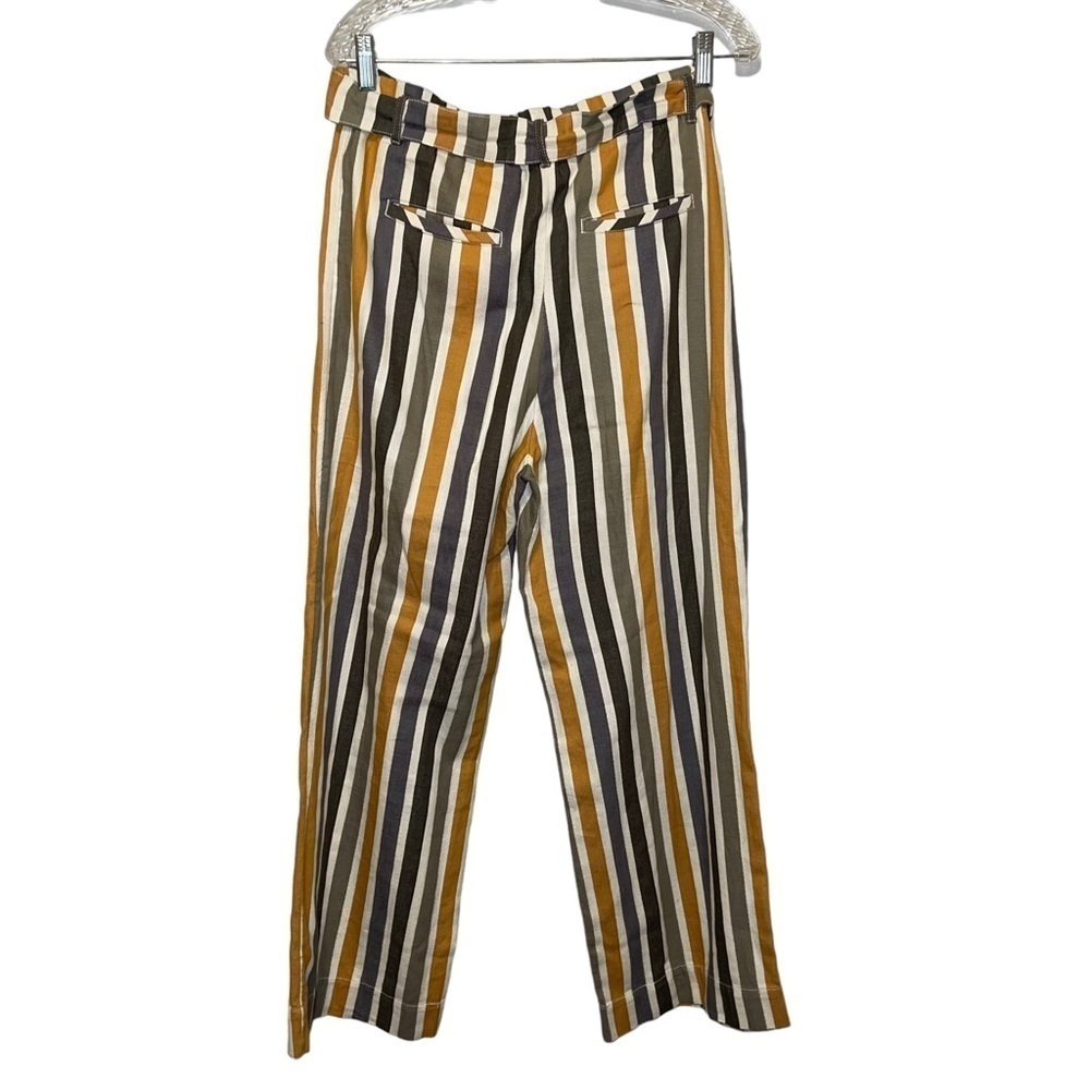 Anthropologie Multicolor Striped Belted Straight Leg Women Pants Size S - Picture 5 of 11